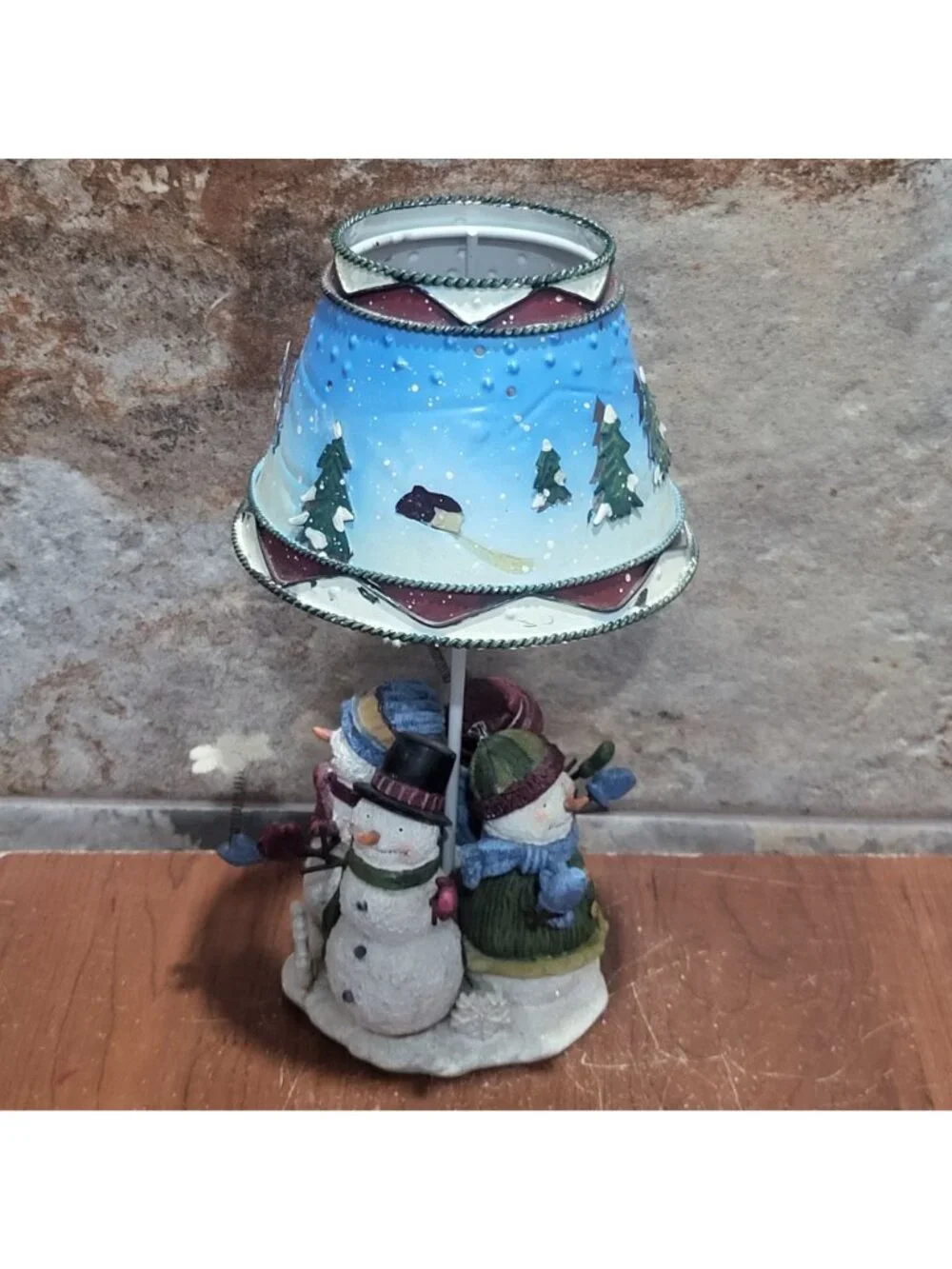Vintage Home Interiors Snowman Family Tealight Candle Holder